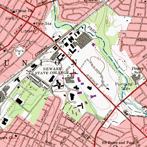 Topographic Map of Bruce Hall, NJ