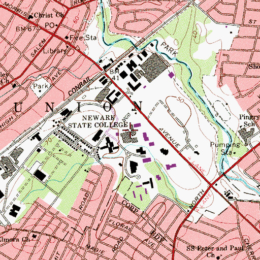 Topographic Map of Townsend Hall, NJ