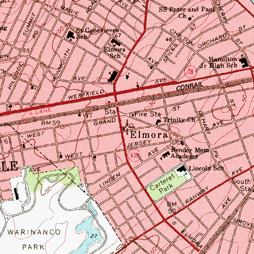 Topographic Map of Elmora Post Office, NJ