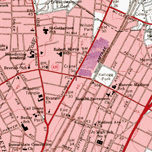 Topographic Map of North Elizabeth Station Elizabeth Post Office, NJ