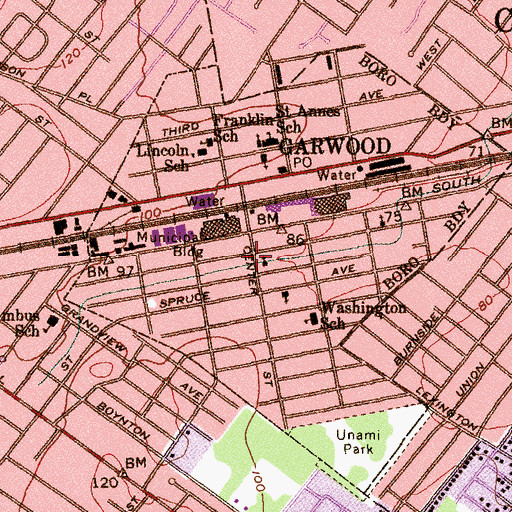 Topographic Map of Garwood Post Office, NJ
