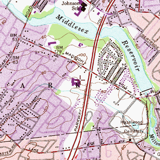 Topographic Map of Carl H Kumpf Middle School, NJ