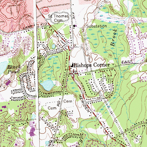 Topographic Map of Bishops Corner, CT
