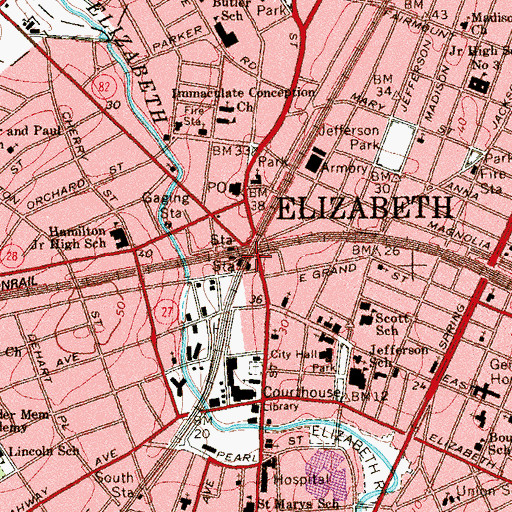 Topographic Map of Elizabeth Station, NJ