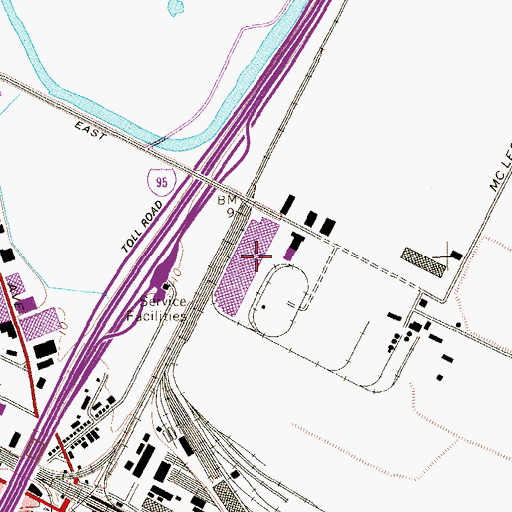 Topographic Map of Jersey Gardens Mall Shopping Center, NJ
