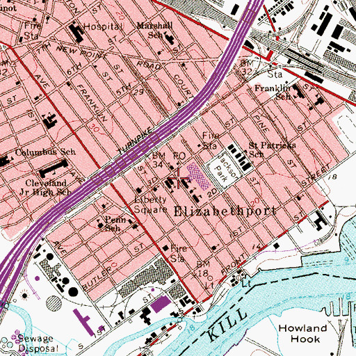 Topographic Map of Saint Adalbert School, NJ