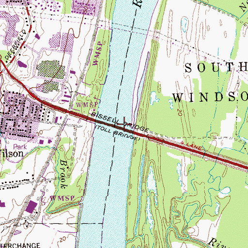 Topographic Map of Bissell Bridge, CT