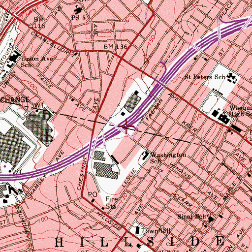 Topographic Map of Interchange 54, NJ