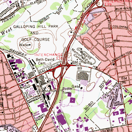 Topographic Map of Interchange 138, NJ