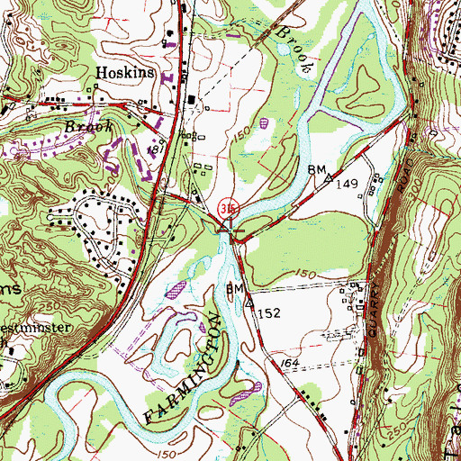 Topographic Map of Bissell Brook, CT