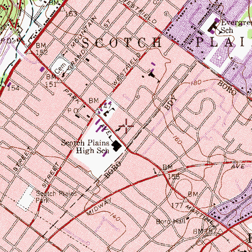 Topographic Map of All Saints Episcopal Church, NJ