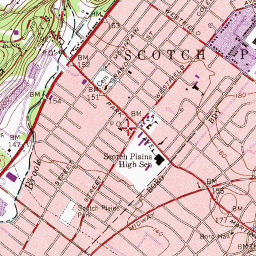 Topographic Map of Scotch Plains Post Office, NJ