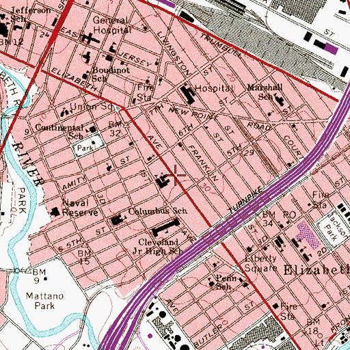 Topographic Map of Charles Hudson Elementary School, NJ