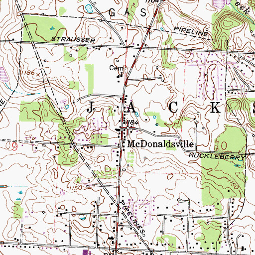 Topographic Map of McDonaldsville Post Office (historical), OH