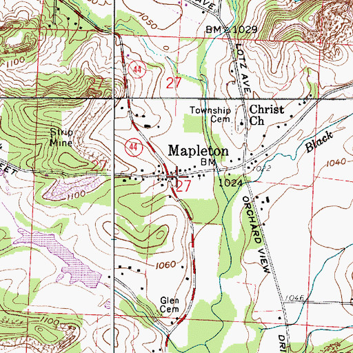Topographic Map of Mapleton Post Office (historical), OH