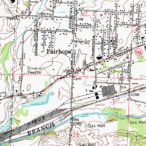 Topographic Map of Fairhope Post Office (historical), OH