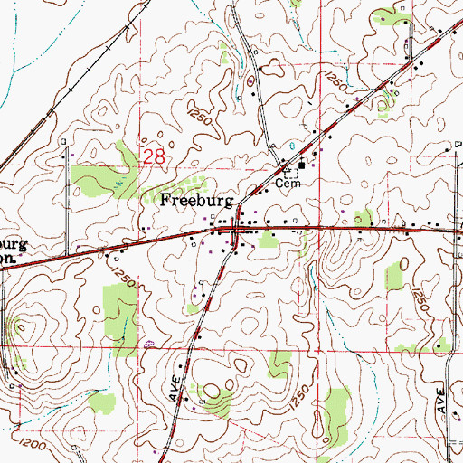 Topographic Map of Freeburg Post Office (historical), OH