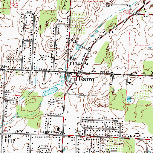 Topographic Map of Cairo Post Office (historical), OH