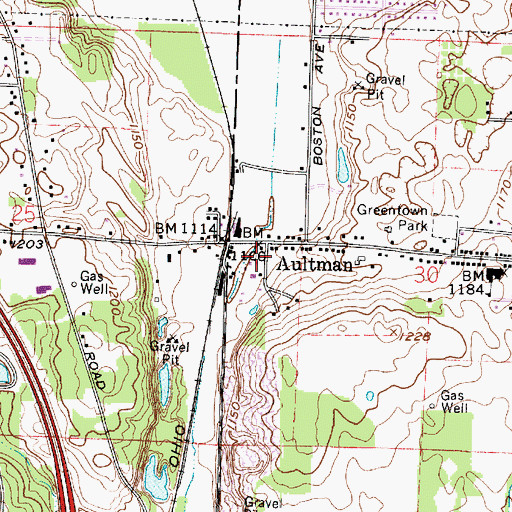 Topographic Map of Aultman Post Office (historical), OH