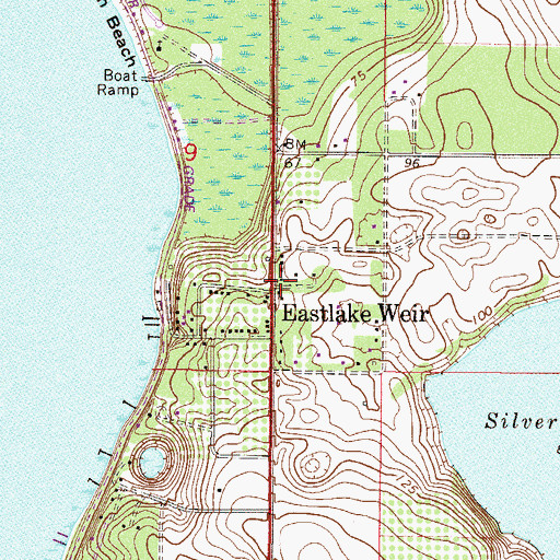 Topographic Map of Eastlake Weir Post Office, FL