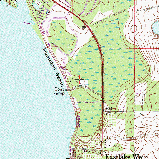 Topographic Map of East Lake Weir Baptist Church, FL