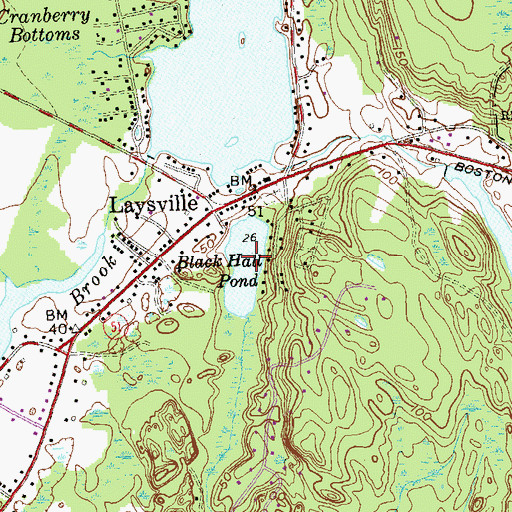 Topographic Map of Black Hall Pond, CT