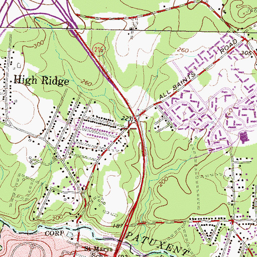 Topographic Map of Jehovah Witness Kingdom Hall, MD