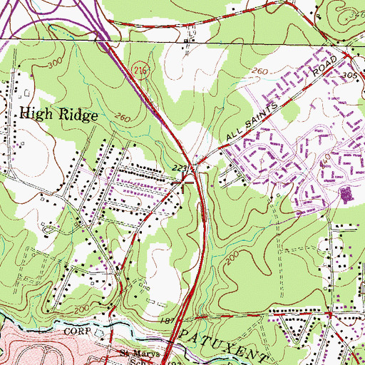 Topographic Map of Jehovah Witness Kingdom Hall, MD