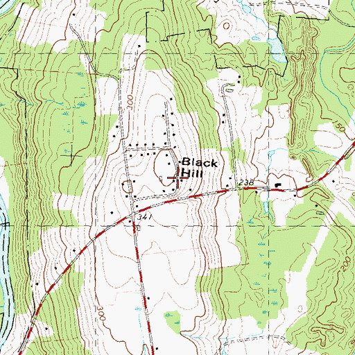Topographic Map of Black Hill, CT