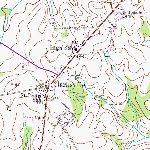 Topographic Map of Clarksville Fire Station, MD