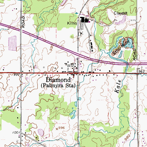 Topographic Map of Diamond Post Office, OH
