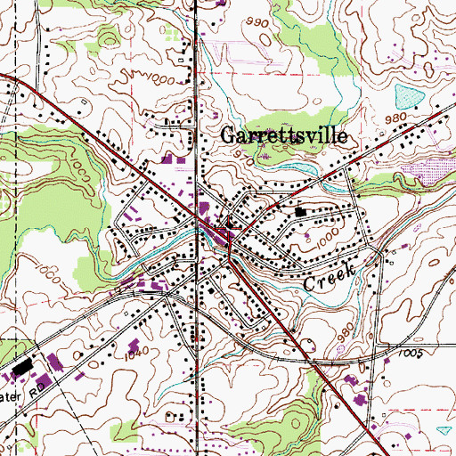 Topographic Map of Garrettsville Post Office, OH