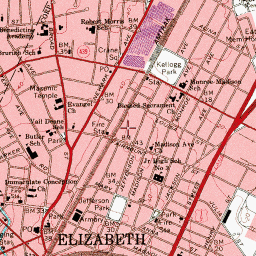 Topographic Map of Fairmount Park, NJ
