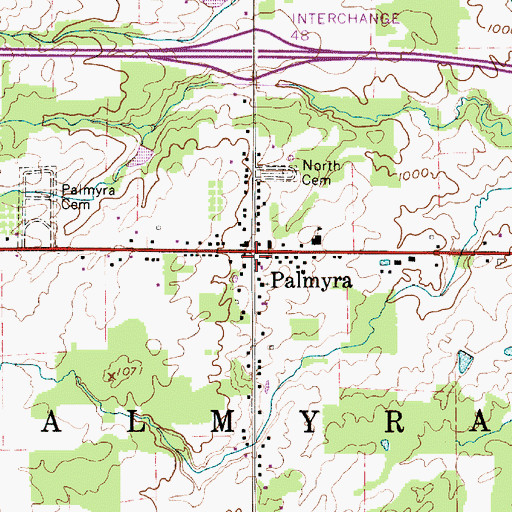 Topographic Map of Palmyra Post Office (historical), OH