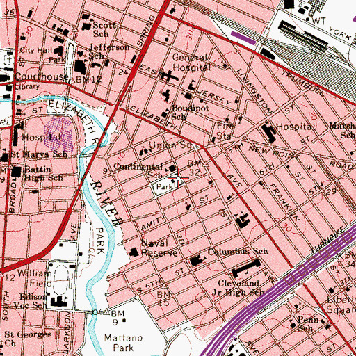 Topographic Map of O'Brien Park, NJ