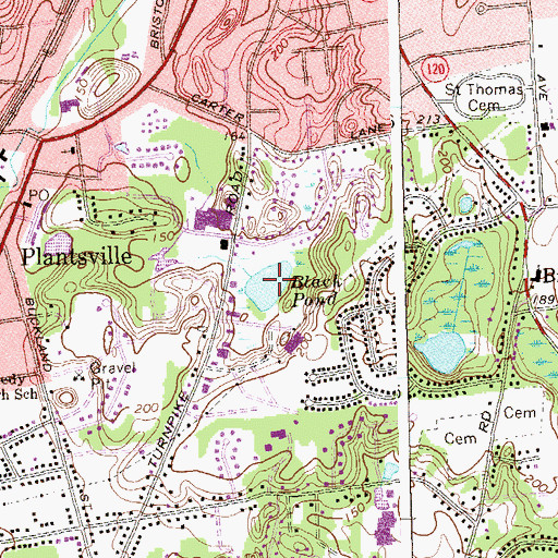 Topographic Map of Black Pond, CT