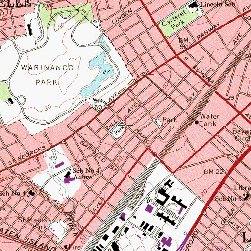 Topographic Map of Fifth Ward Park, NJ