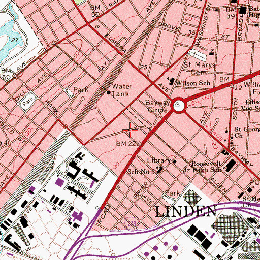Topographic Map of Bacheller Avenue Park, NJ