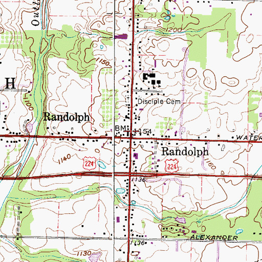 Topographic Map of Randolph Post Office, OH