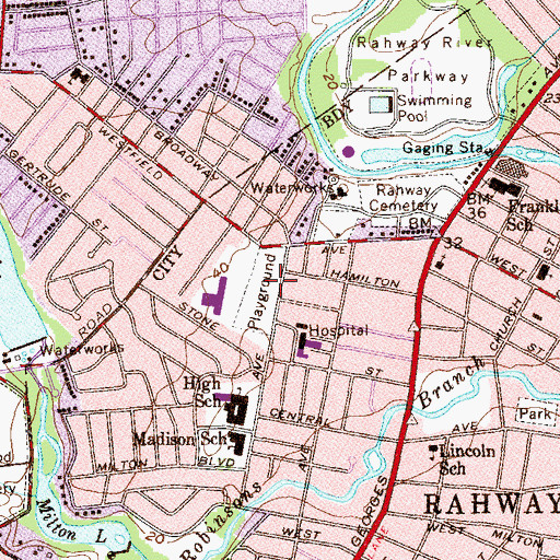 Topographic Map of Madison Avenue Park, NJ
