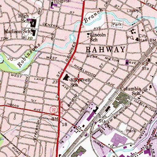 Topographic Map of Roosevelt Field, NJ