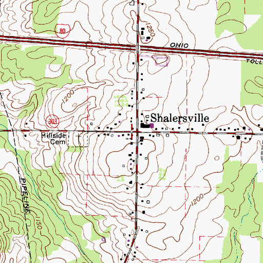 Topographic Map of Shalersville Post Office (historical), OH