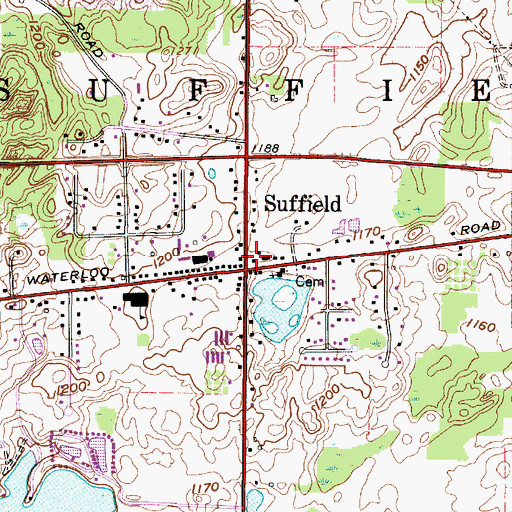 Topographic Map of Suffield Post Office (historical), OH