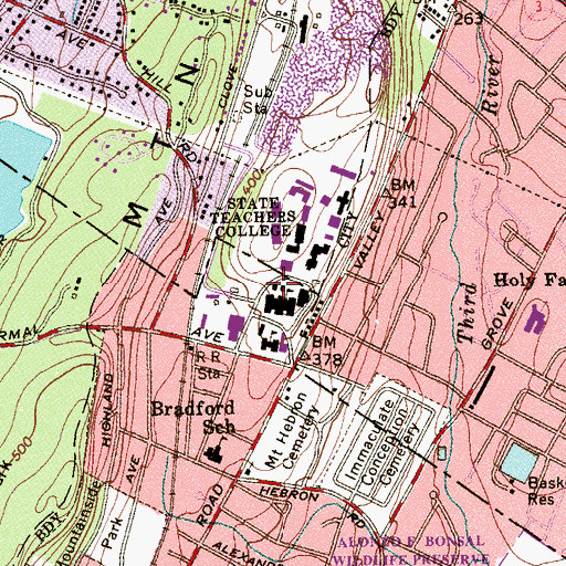 Topographic Map of Alumni Green, NJ