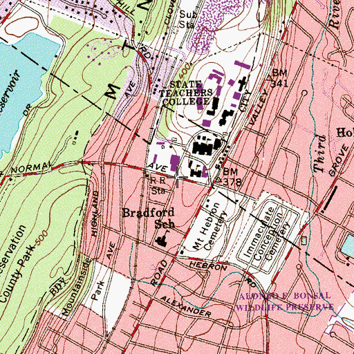 Topographic Map of Alumni House, NJ