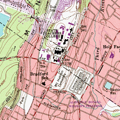 Topographic Map of Russ Hall, NJ