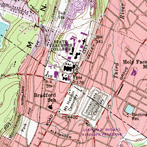 Topographic Map of Freeman Hall, NJ