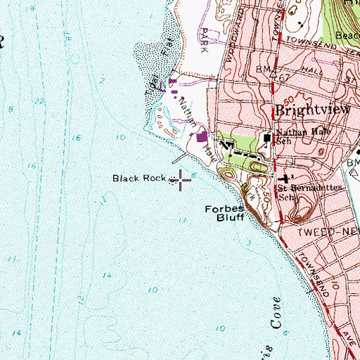 Topographic Map of Black Rock, CT