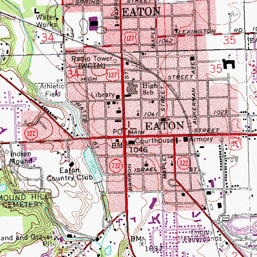 Topographic Map of Eaton Post Office, OH