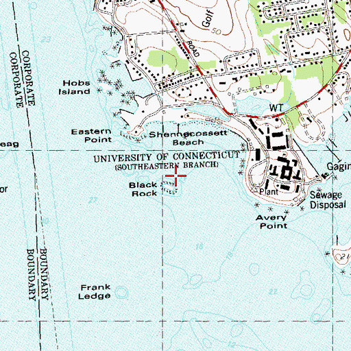 Topographic Map of Black Rock, CT
